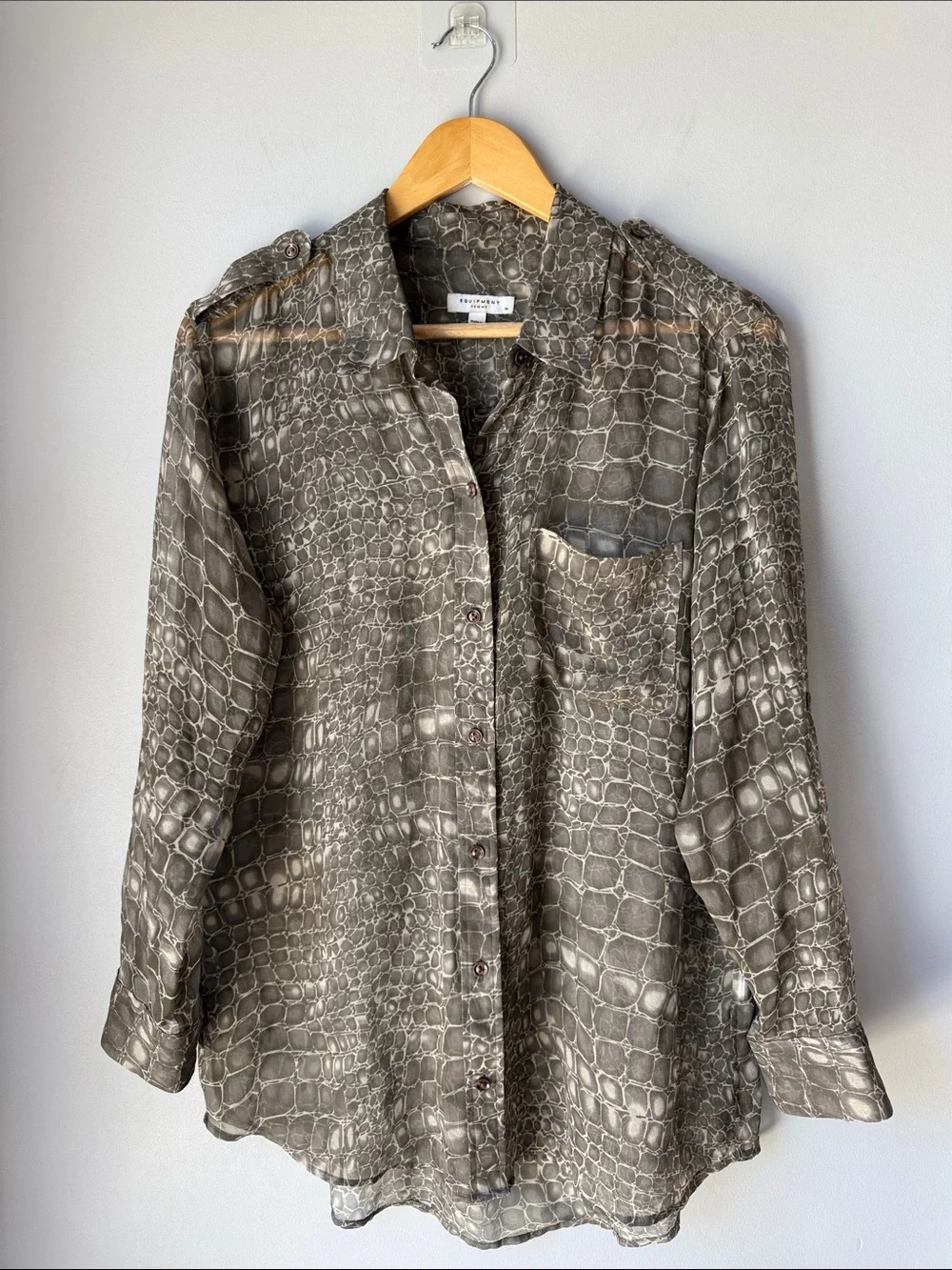 Equipment Sheer Silk Snake Print Blouse